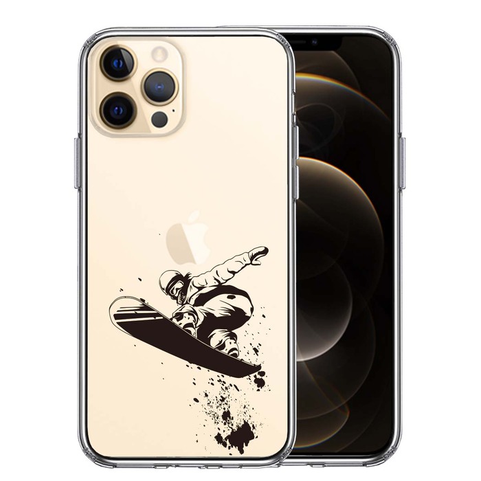 iPhone12Pro ケース クリア スノーボード　女子2 スマホケース 側面ソフト 背面ハード ハイブリッド -0