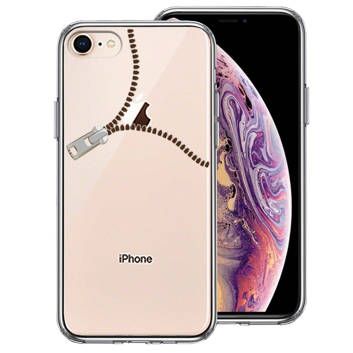 iPhone8 ケース クリア ジッパー スマホケース 側(cè)面ソフト 背面ハード ハイブリッド -0