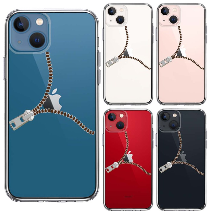 iPhone13mini ケース クリア ジッパー スマホケース 側面ソフト 背面ハード ハイブリッド -1