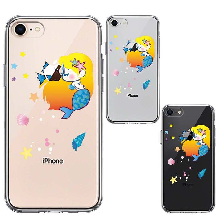 iPhone8 ケース クリア Young mermaid 3 人魚姫 マーメイド アリエル スマホケース 側面ソフト 背面ハード ハイブリッド -1
