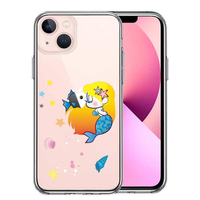 iPhone13mini ケース クリア Young mermaid 3 人魚姫 マーメイド スマホケース 側面ソフト 背面ハード ハイブリッド -0