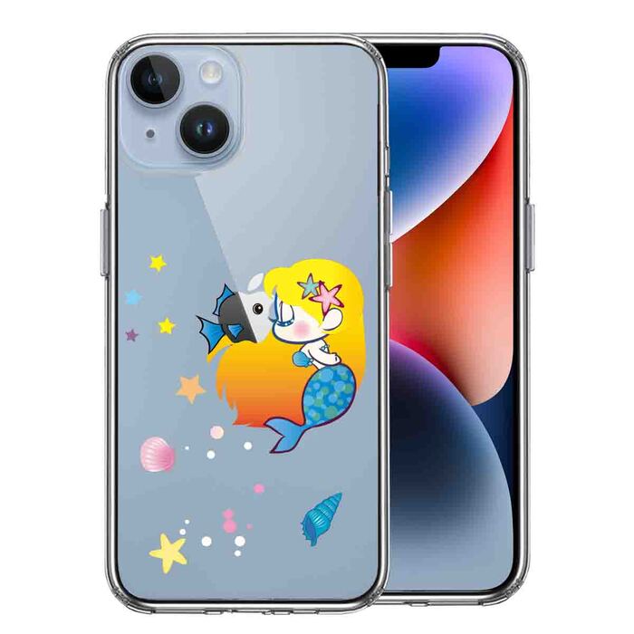 iPhone14Plus ケース クリア Young mermaid 3 人魚姫 マーメイド スマホケース 側面ソフト 背面ハード ハイブリッド -0