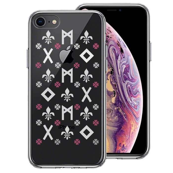 iPhone7 iPhone8 兼用 ケース クリア ルーン 文字 ピンク スマホケース 側面ソフト 背面ハード ハイブリッド -0
