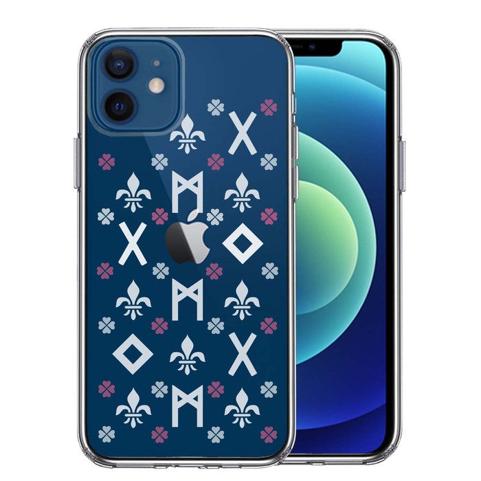 iPhone12 ケース クリア ルーン 文字 ピンク スマホケース 側面ソフト 背面ハード ハイブリッド -0