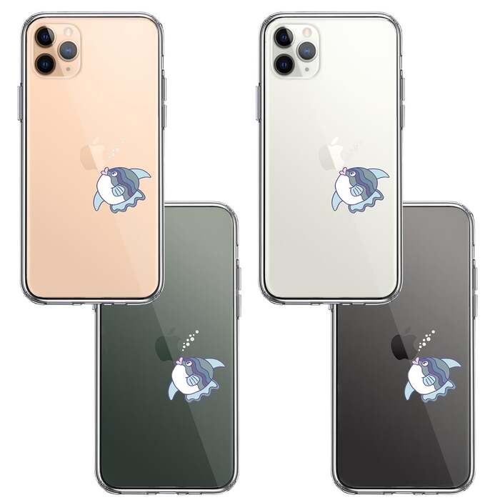 iPhone11pro ケース クリア マンボウ りんごに チュッ スマホケース 側面ソフト 背面ハード ハイブリッド -1