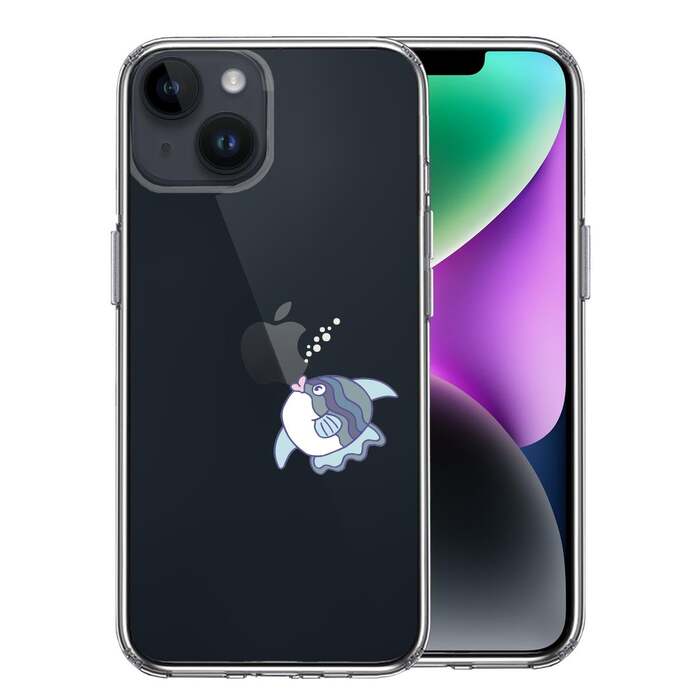 iPhone14 ケース クリア マンボウ りんごに チュッ スマホケース 側面ソフト 背面ハード ハイブリッド -0