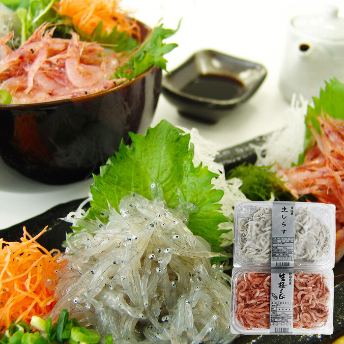 静岡 石原水産 駿河湾産 生桜えび＆生しらす生桜えび160g 生しらす200g 二重包装可-0