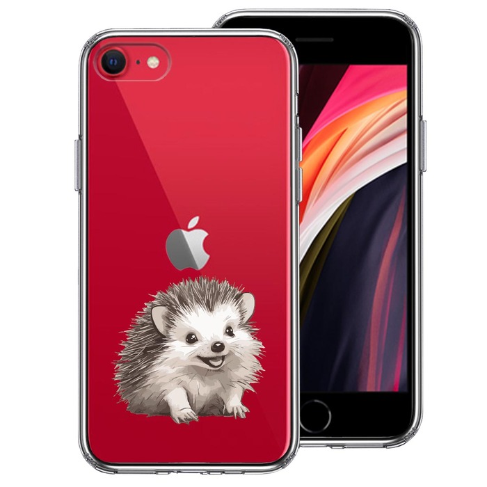 iPhoneSE ケース 第3世代 第2世代 クリア ハリネズミ スマホケース 側面ソフト 背面ハード ハイブリッド -0
