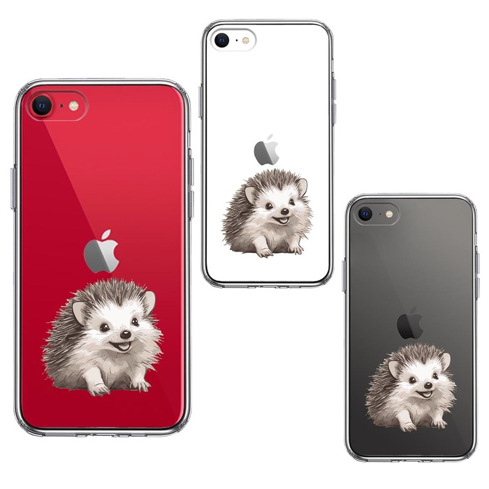 iPhoneSE ケース 第3世代 第2世代 クリア ハリネズミ スマホケース 側面ソフト 背面ハード ハイブリッド -1