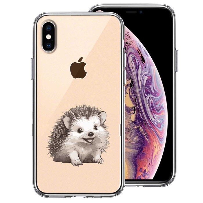 iPhoneX case iPhoneXS case clear hedgehog smartphone case side soft the back side hard hybrid -0