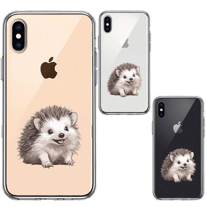 iPhoneX case iPhoneXS case clear hedgehog smartphone case side soft the back side hard hybrid -1