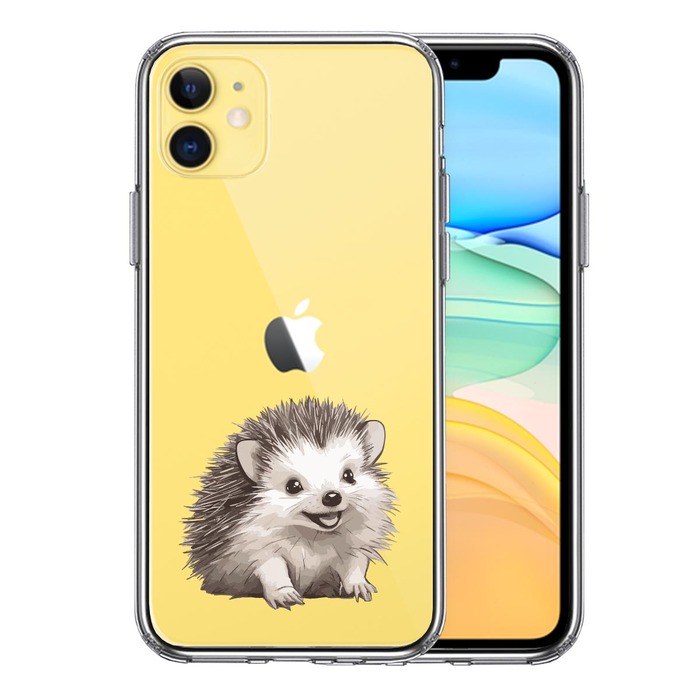 iPhone11 case clear hedgehog smartphone case side soft the back side hard hybrid -0