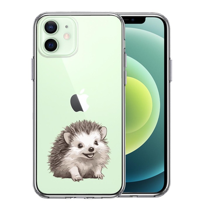 iPhone12 ケース クリア ハリネズミ スマホケース 側面ソフト 背面ハード ハイブリッド -0