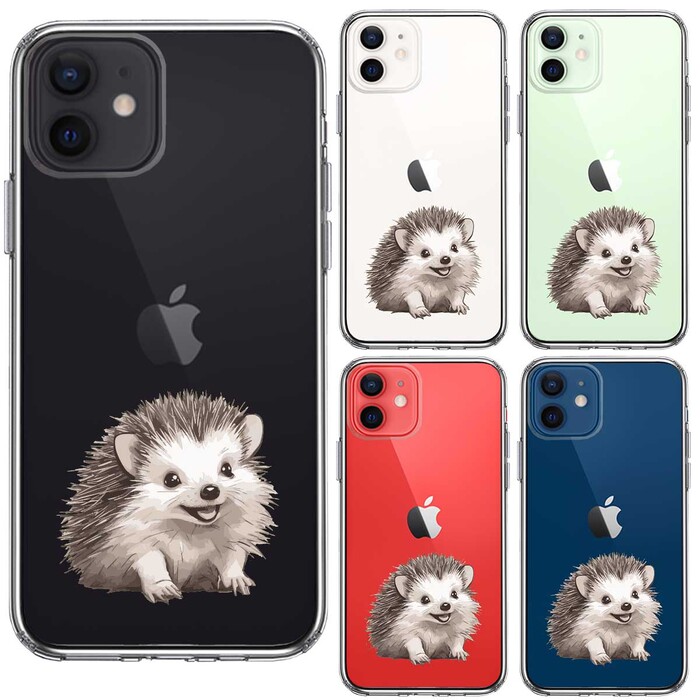 iPhone12 ケース クリア ハリネズミ スマホケース 側面ソフト 背面ハード ハイブリッド -1