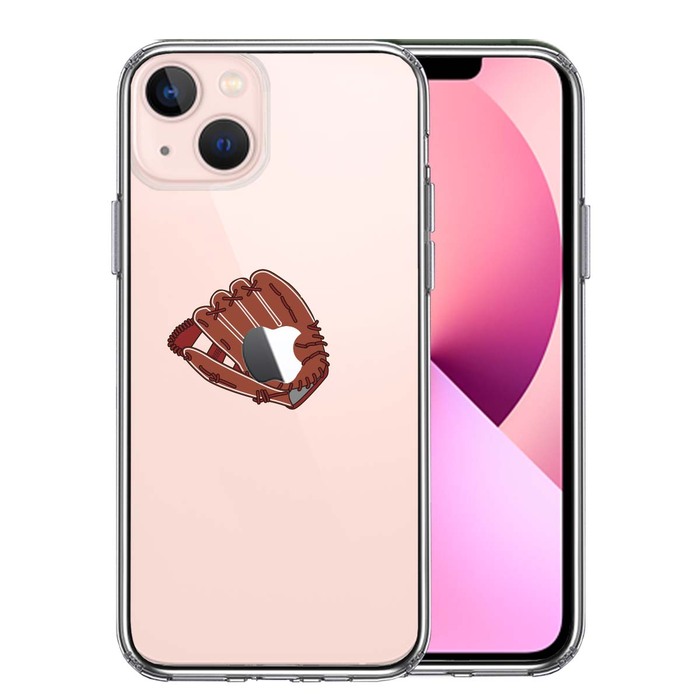iPhone13 ケース クリア グローブ りんご キャッチ スマホケース 側面ソフト 背面ハード ハイブリッド -0