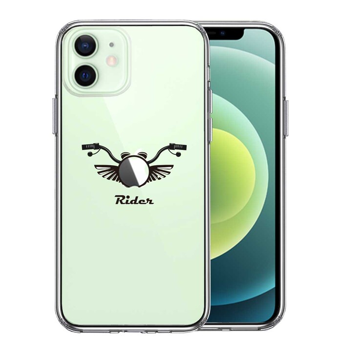 iPhone12mini ケース クリア ライダー モーターサイクル スマホケース 側面ソフト 背面ハード ハイブリッド -0