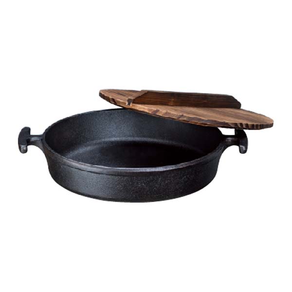鋳物鉄 すき焼き鍋24cm 木蓋付-0