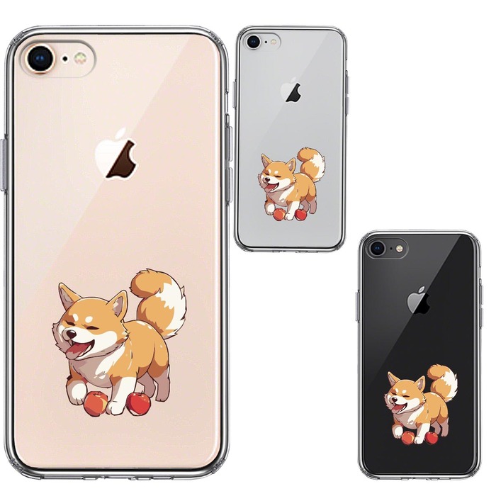 iPhone8 ケース クリア わんこ 柴犬 2 スマホケース 側面ソフト 背面ハード ハイブリッド -1