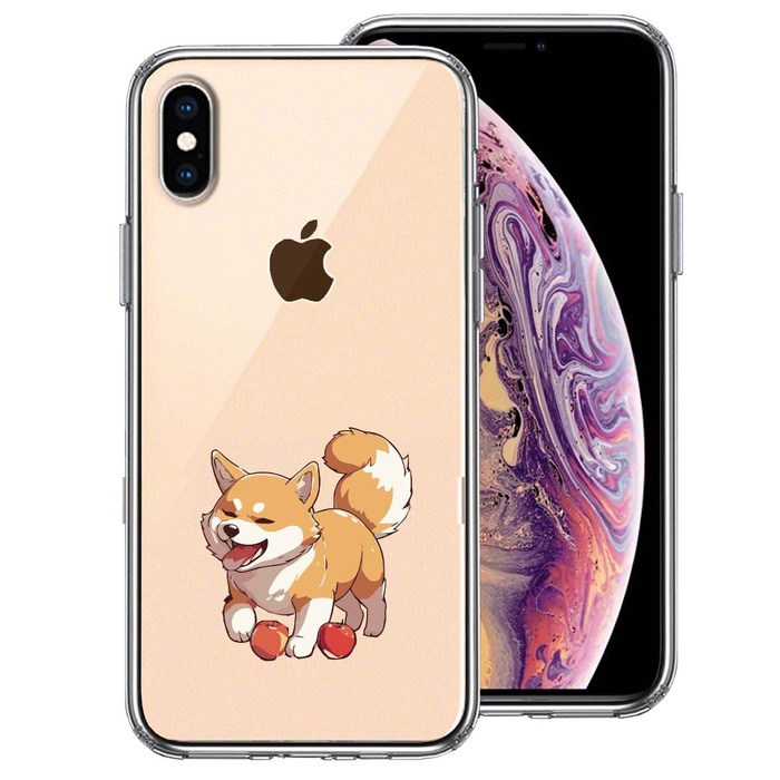 iPhoneX ケース　ｉPhoneXS ケース クリア わんこ 柴犬 2 スマホケース 側面ソフト 背面ハード ハイブリッド -0