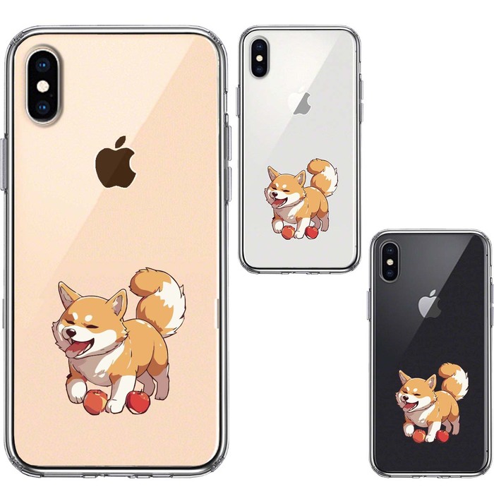 iPhoneX ケース　ｉPhoneXS ケース クリア わんこ 柴犬 2 スマホケース 側面ソフト 背面ハード ハイブリッド -1