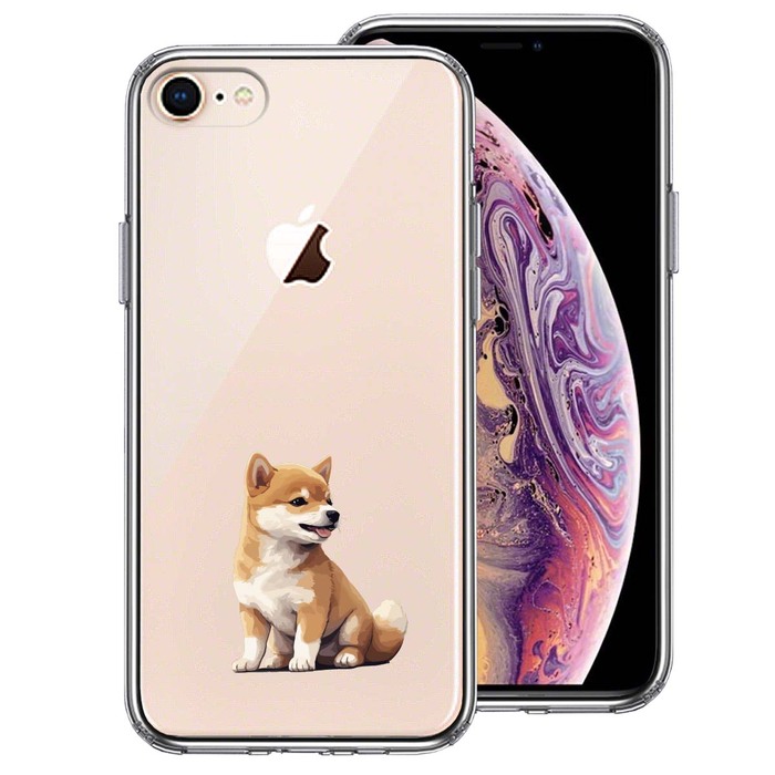 iPhone8 ケース クリア わんこ 柴犬 パピー スマホケース 側面ソフト 背面ハード ハイブリッド -0