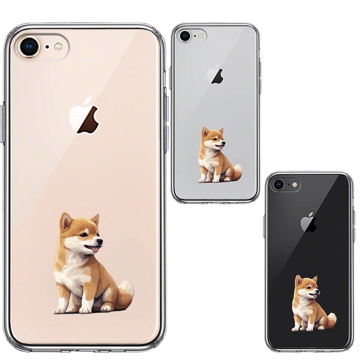 iPhone8 ケース クリア わんこ 柴犬 パピー スマホケース 側面ソフト 背面ハード ハイブリッド -1