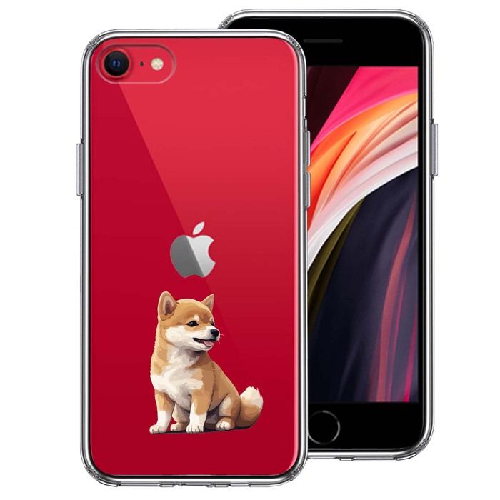 iPhoneSE ケース 第3世代 第2世代 クリア わんこ 柴犬 パピー スマホケース 側面ソフト 背面ハード ハイブリッド -0