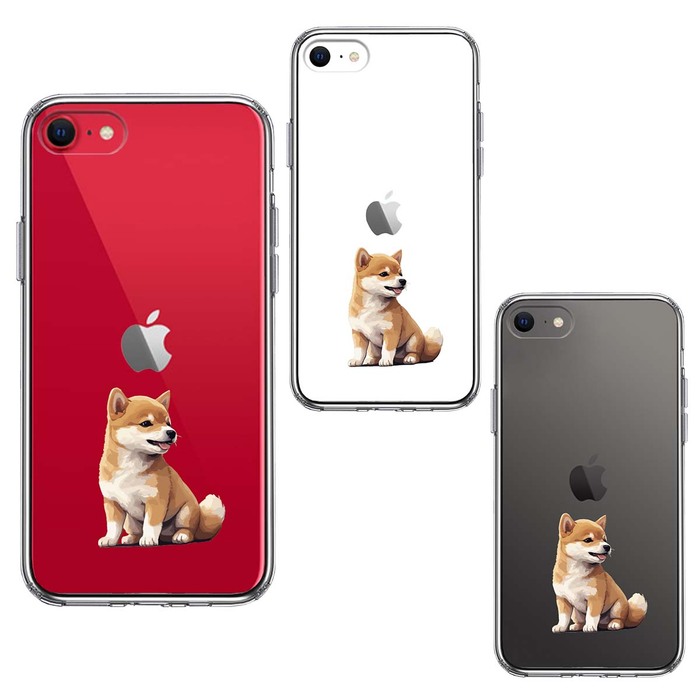 iPhoneSE ケース 第3世代 第2世代 クリア わんこ 柴犬 パピー スマホケース 側面ソフト 背面ハード ハイブリッド -1