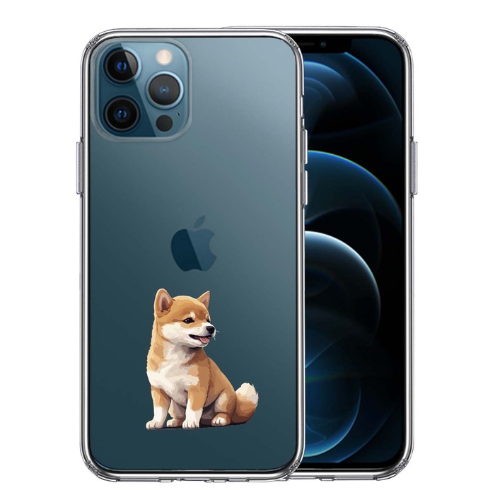 iPhone12Pro ケース クリア わんこ 柴犬 パピー スマホケース 側面ソフト 背面ハード ハイブリッド -0
