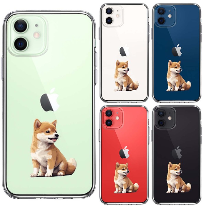 iPhone12 ケース クリア わんこ 柴犬 パピー スマホケース 側面ソフト 背面ハード ハイブリッド -1