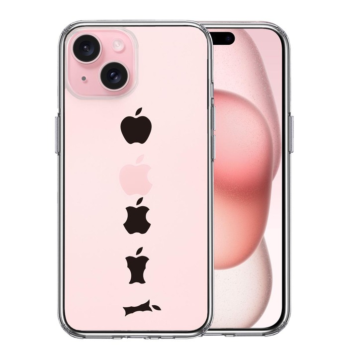 iPhone15Plus ケース クリア 食べられるリンゴ スマホケース 側面ソフト 背面ハード ハイブリッド -0