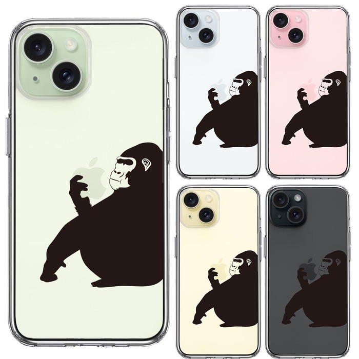 iPhone15 ケース クリア ゴリラ 動物 スマホケース 側面ソフト 背面ハード ハイブリッド -1