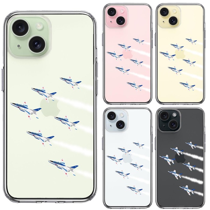 iPhone15Plus ケース クリア シェル ブルーインパルス 6機編隊 スマホケース 側面ソフト 背面ハード ハイブリッド -1