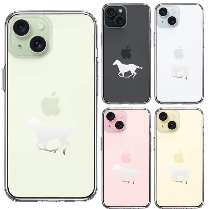 iPhone15Plus ケース クリア 馬 サラブレット 白馬 スマホケース 側面ソフト 背面ハード ハイブリッド -1