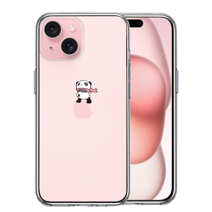 iPhone15Plus ケース クリア さすらい パンダ スマホケース 側面ソフト 背面ハード ハイブリッド -0