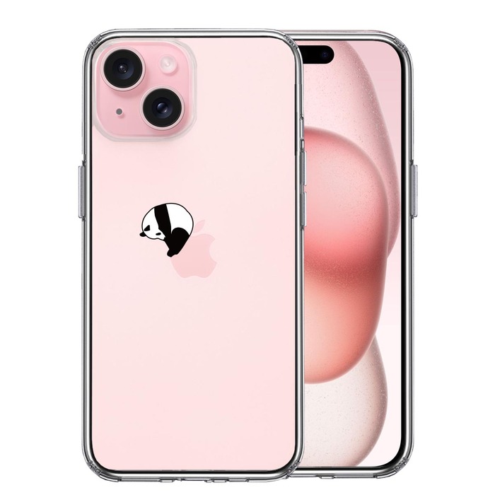 iPhone15Plus ケース クリア パンダ panda 跳び箱 体操 スマホケース 側面ソフト 背面ハード ハイブリッド -0