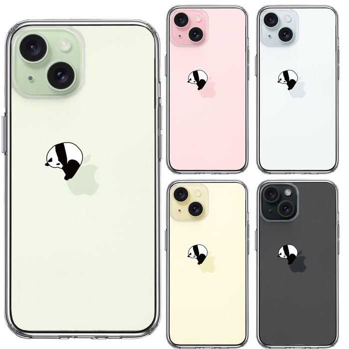 iPhone15Plus ケース クリア パンダ panda 跳び箱 体操 スマホケース 側面ソフト 背面ハード ハイブリッド -1