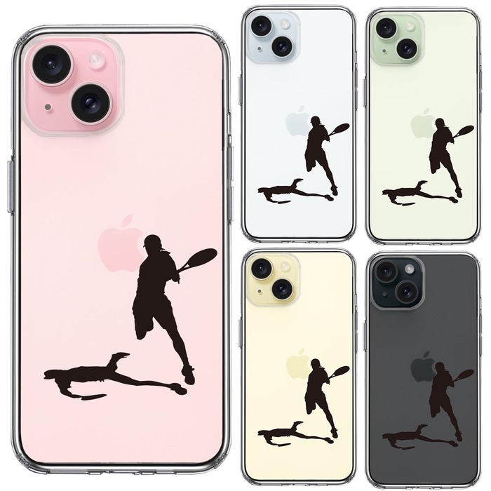 iPhone15Plus ケース クリア テニス スマッシュ スマホケース 側面ソフト 背面ハード ハイブリッド -1