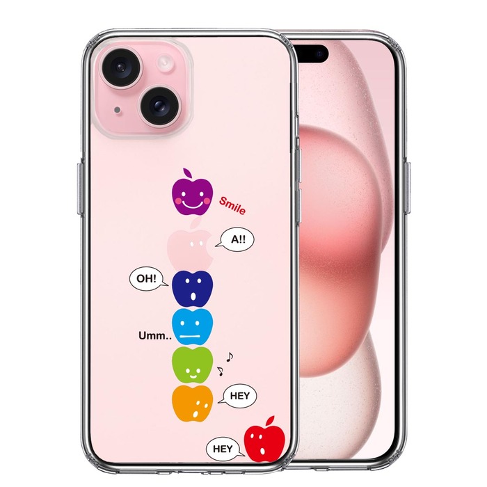 iPhone15Plus ケース クリア APPLE FACE スマホケース 側面ソフト 背面ハード ハイブリッド -0