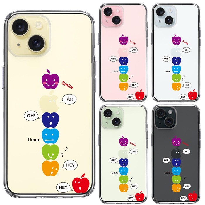 iPhone15Plus ケース クリア APPLE FACE スマホケース 側面ソフト 背面ハード ハイブリッド -1