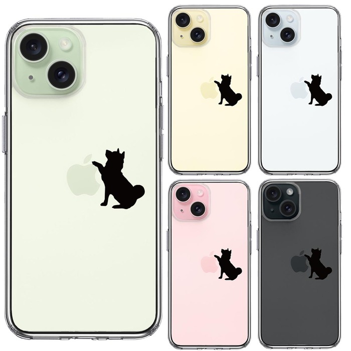 iPhone15 ケース クリア わんこ お手 スマホケース 側面ソフト 背面ハード ハイブリッド -1