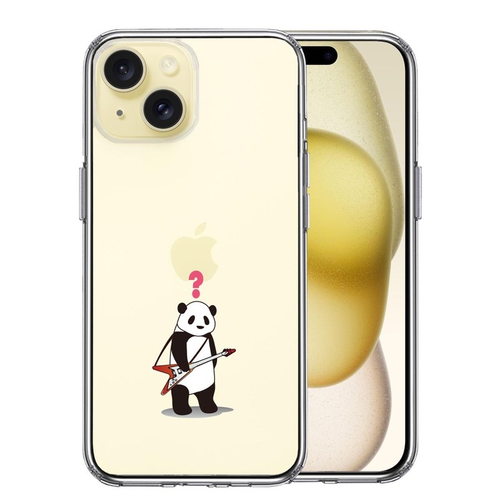 iPhone15 ケース クリア ギター パンダ ？ スマホケース 側面ソフト 背面ハード ハイブリッド -0