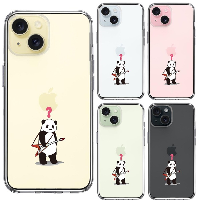 iPhone15 ケース クリア ギター パンダ ？ スマホケース 側面ソフト 背面ハード ハイブリッド -1