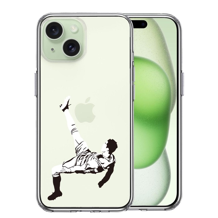 iPhone15 ケース クリア サッカー オーバーヘッドキック 2 スマホケース 側面ソフト 背面ハード ハイブリッド -0