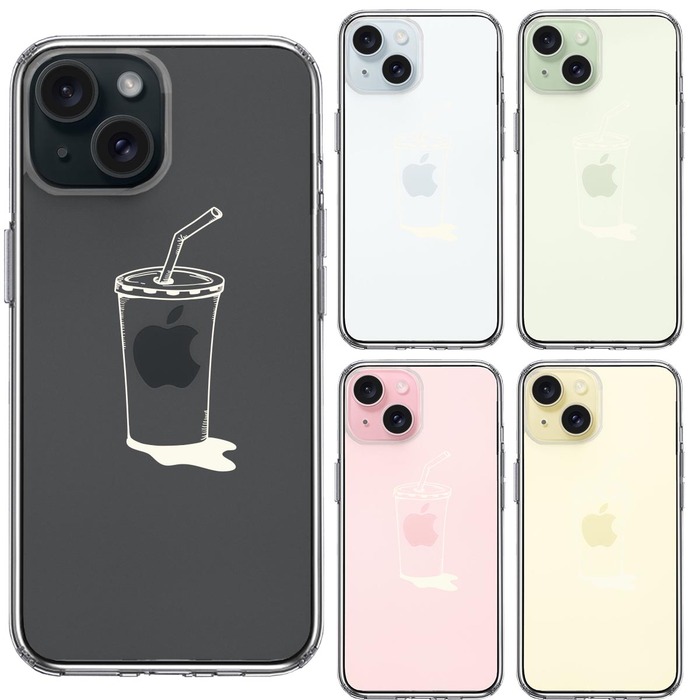 iPhone15Plus ケース クリア アップルジュース ホワイト スマホケース 側面ソフト 背面ハード ハイブリッド -1