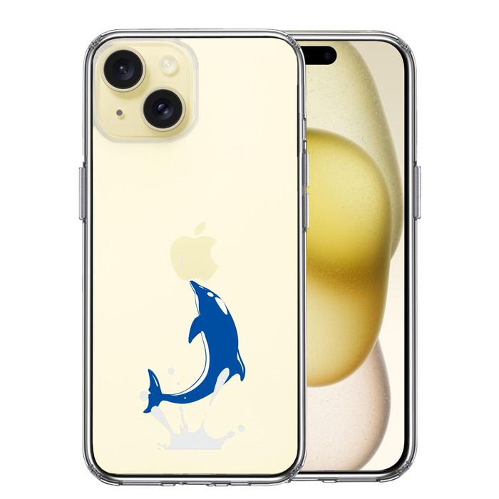 iPhone15 ケース クリア ドルフィン イルカ スマホケース 側面ソフト 背面ハード ハイブリッド -0