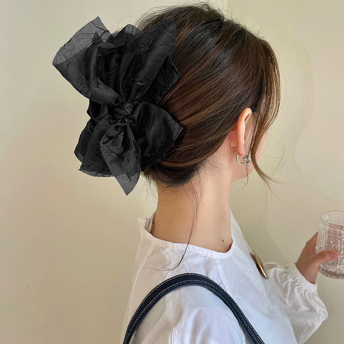 リボンヘアクリップ 大きめバンスクリップ-5