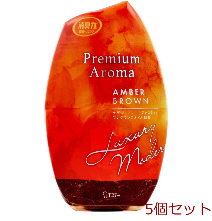 お部屋の消臭力 Premium Aroma プレミアムアロマ アンバーブラウン 400mL 5個セット-0
