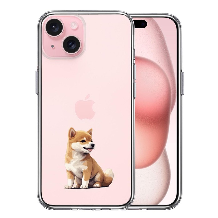 iPhone15Plus ケース クリア わんこ 柴犬 パピー スマホケース 側面ソフト 背面ハード ハイブリッド -0