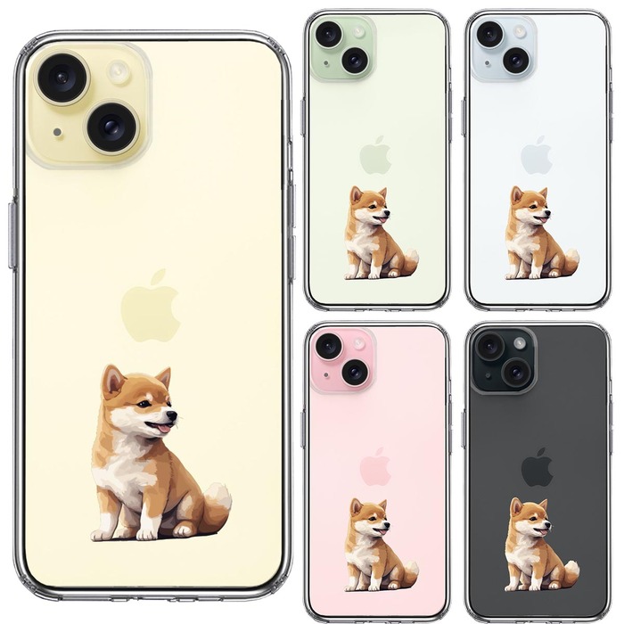 iPhone15Plus ケース クリア わんこ 柴犬 パピー スマホケース 側面ソフト 背面ハード ハイブリッド -1